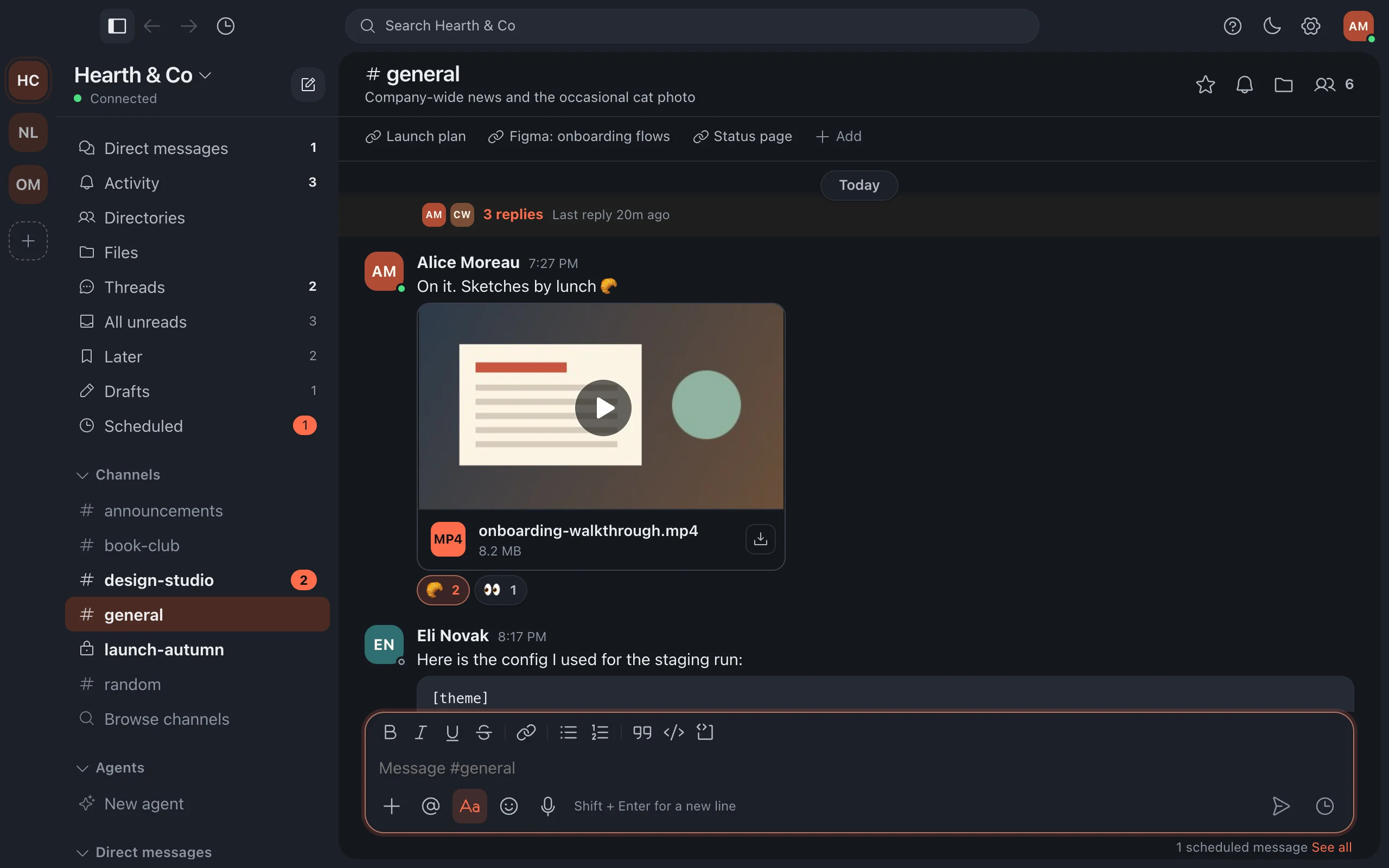 A video shared in a channel, shown as a preview you can play.